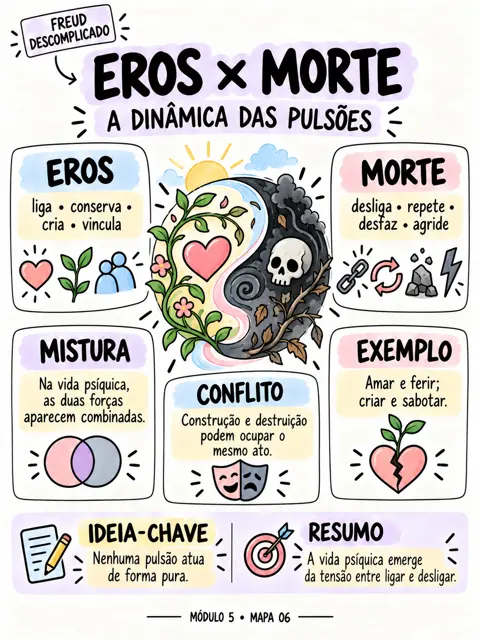 Mapa Eros × morte, do Freud Descomplicado, módulo 5