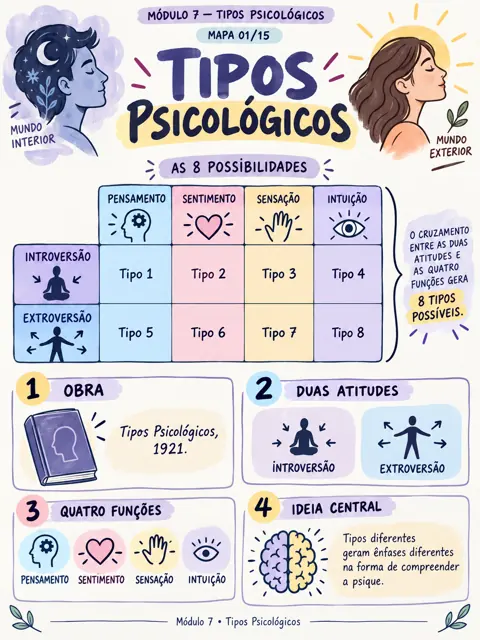 Mapa Tipos psicológicos, do Jung Descomplicado, módulo 7