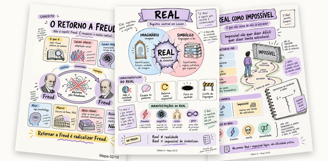 Três mapas do Lacan Descomplicado em leque